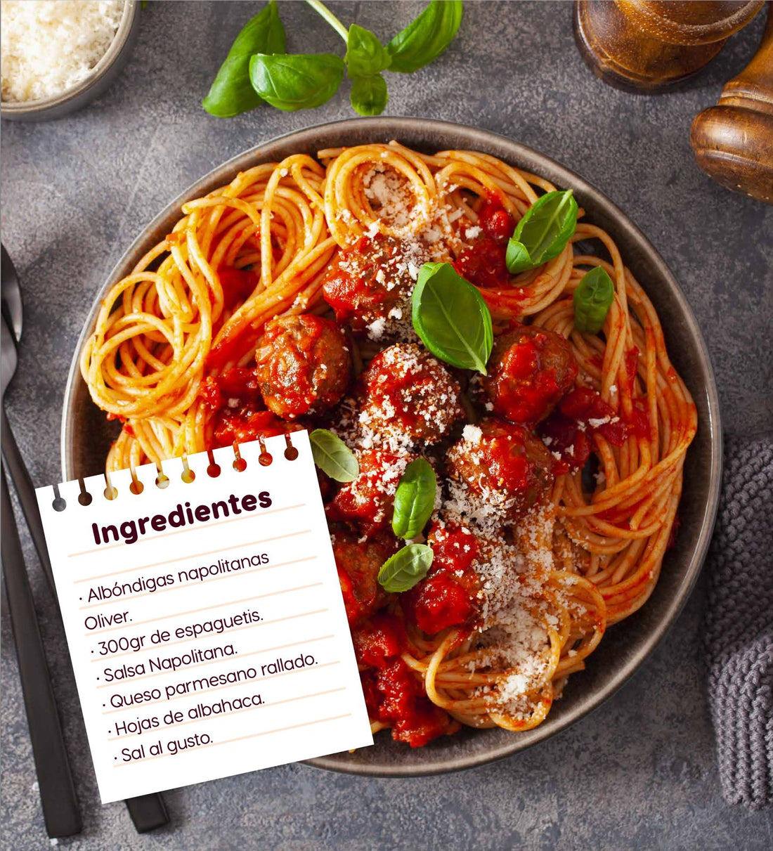 Espagueti con albóndigas a la napolitana