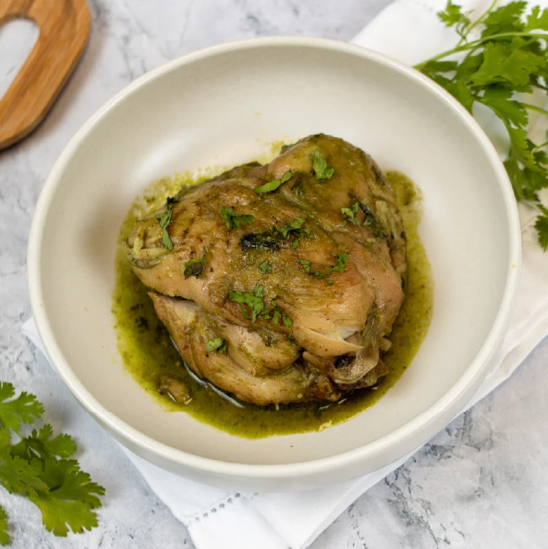 Contramuslo de pollo en salsa de cilantro